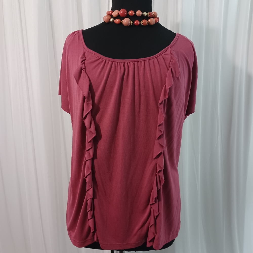 Miss Chievous Ruffled Mauve Blouse Size: 3x